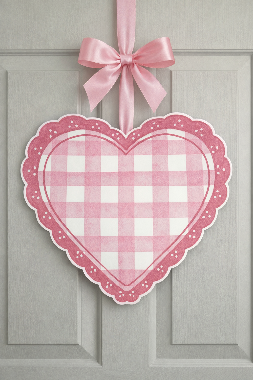 Pink Gingham Sweetheart Hanger