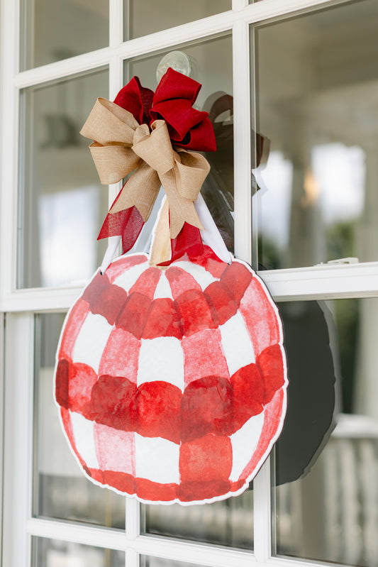 Crimson Gingham Pumpkin Hanger