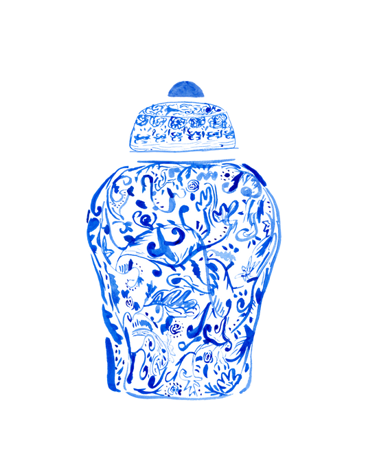"Evergreen Blue" Chinoiserie Ginger Jar Hanger