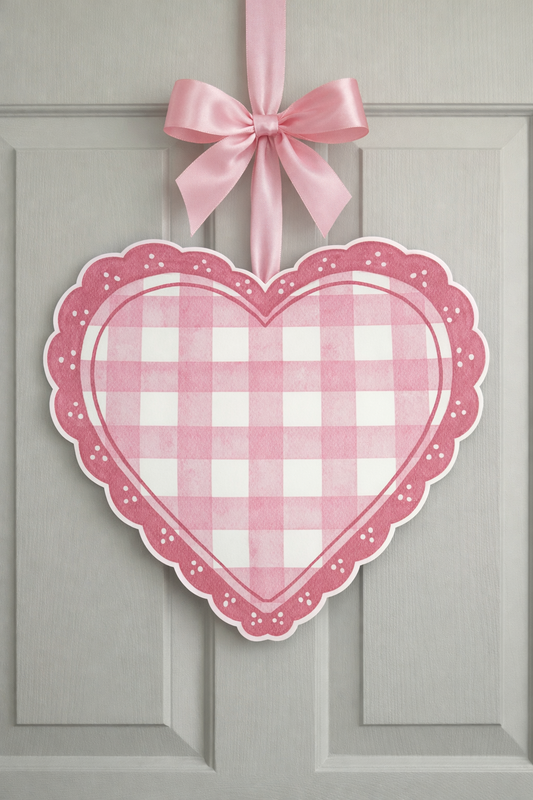 Pink Gingham Sweetheart Hanger