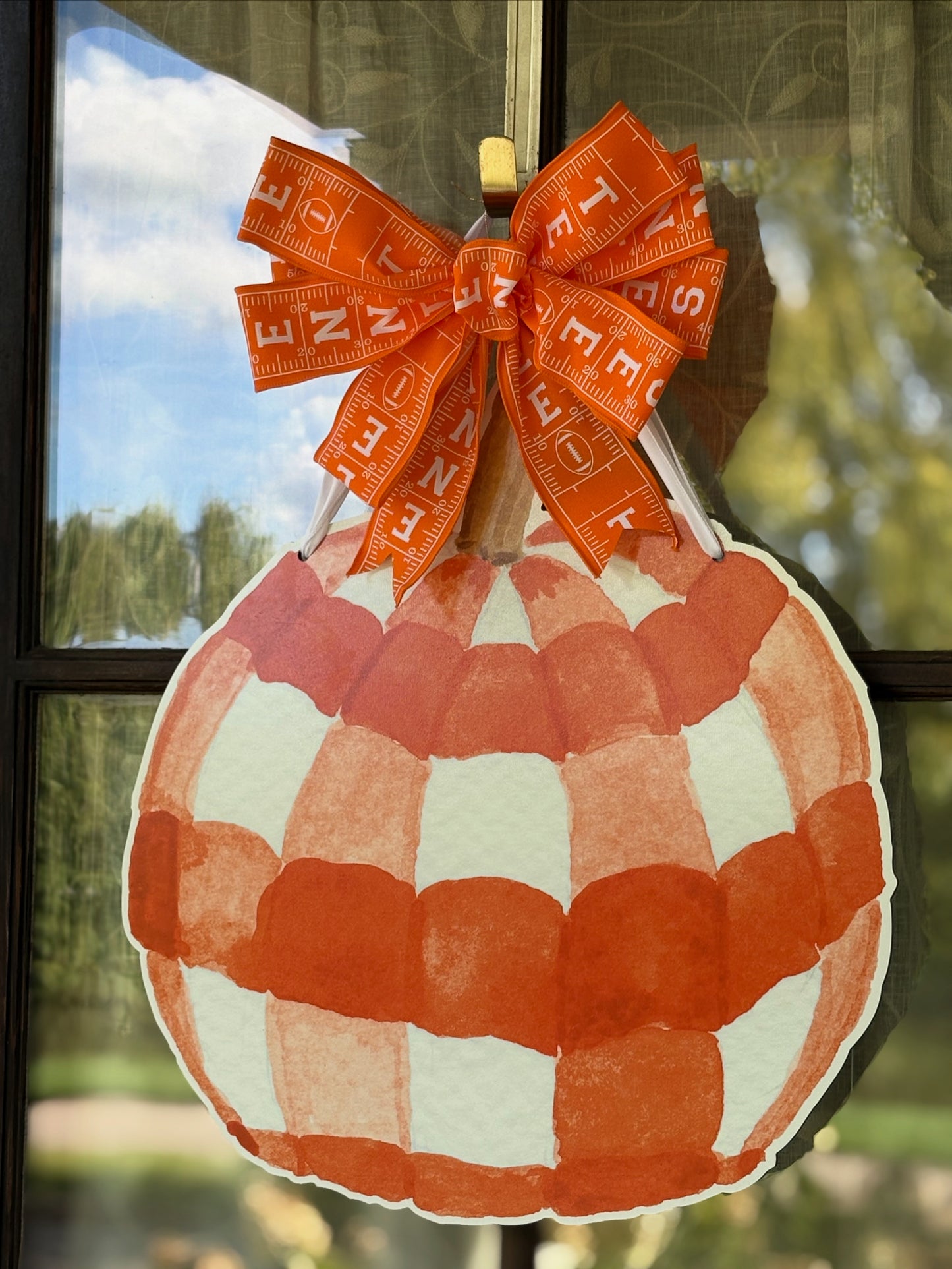 Volunteer Gingham Pumpkin Hanger