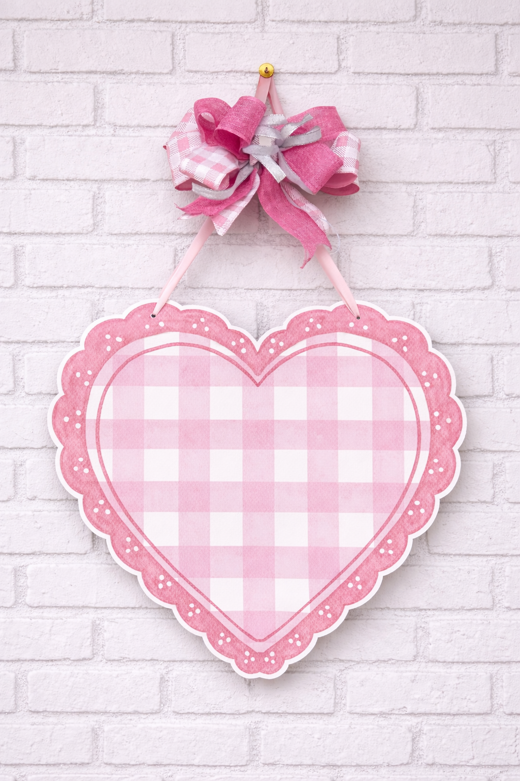Pink Gingham Sweetheart Hanger
