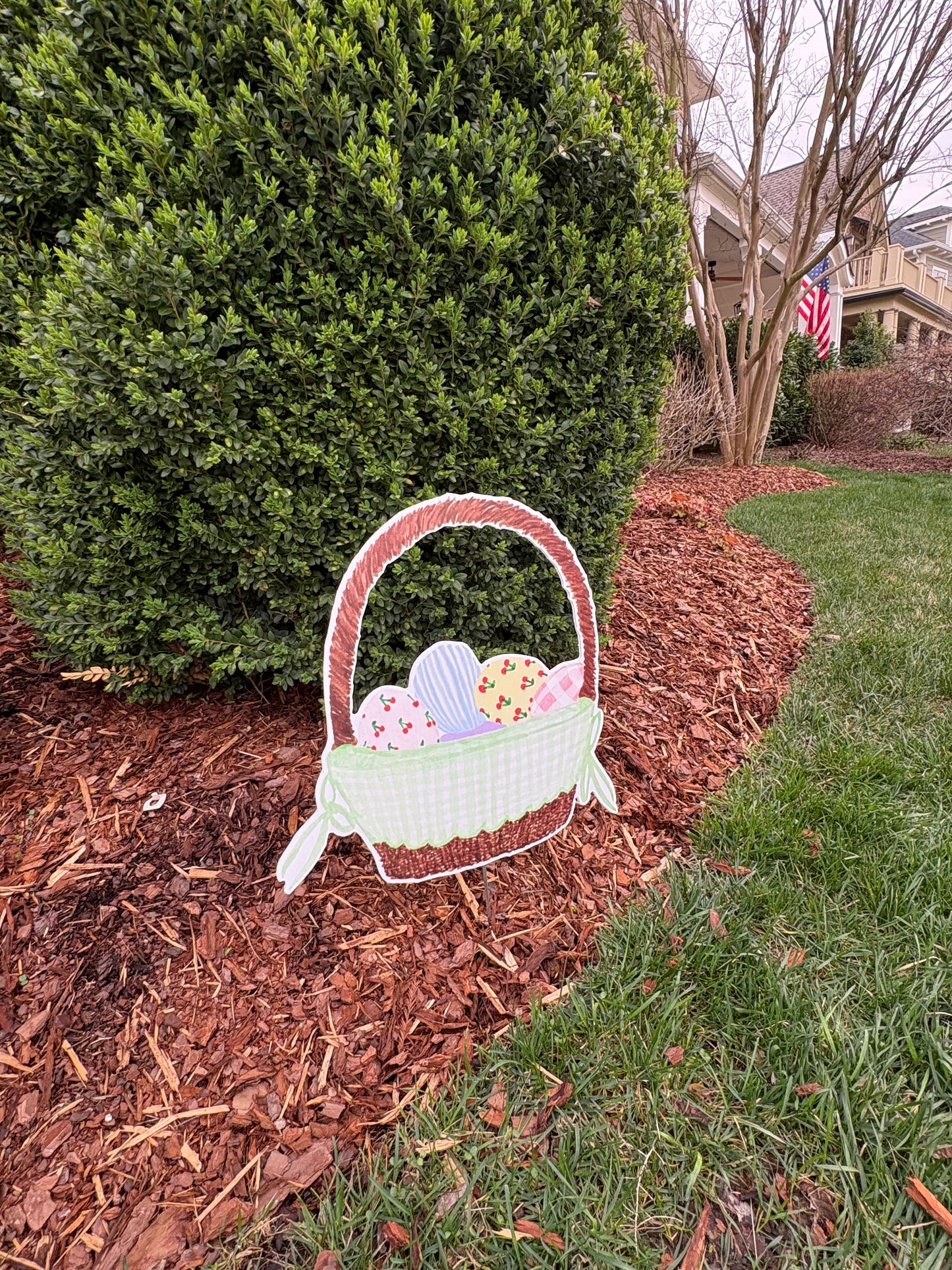 Gingham Basket Pot Stake