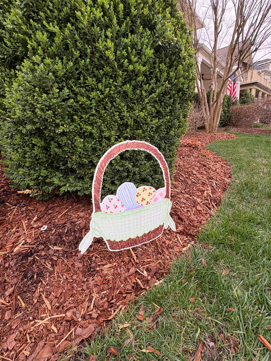Gingham Basket Pot Stake