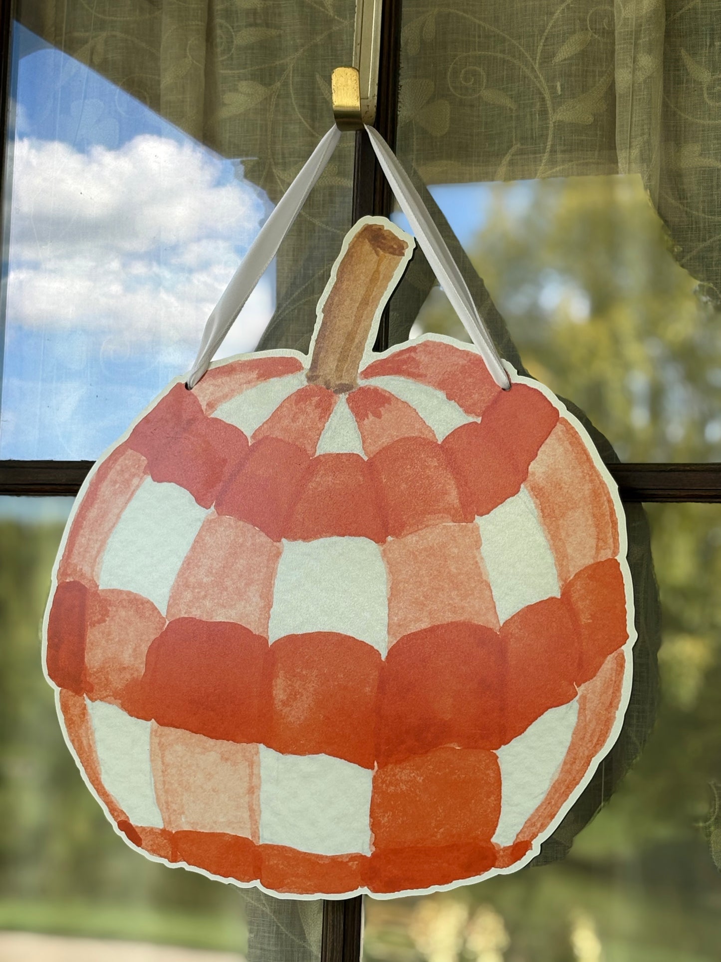 Volunteer Gingham Pumpkin Hanger