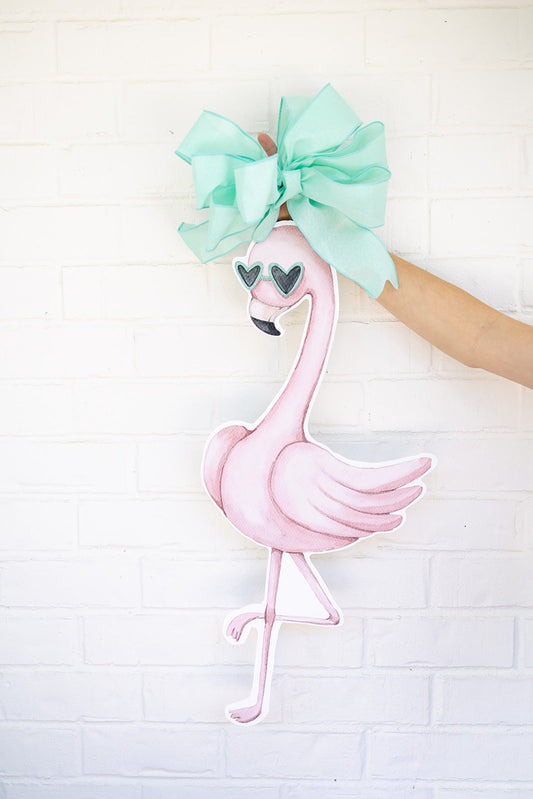 Pink Flamingo Door Hanger