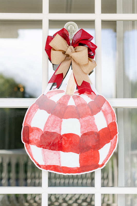 Crimson Gingham Pumpkin Hanger