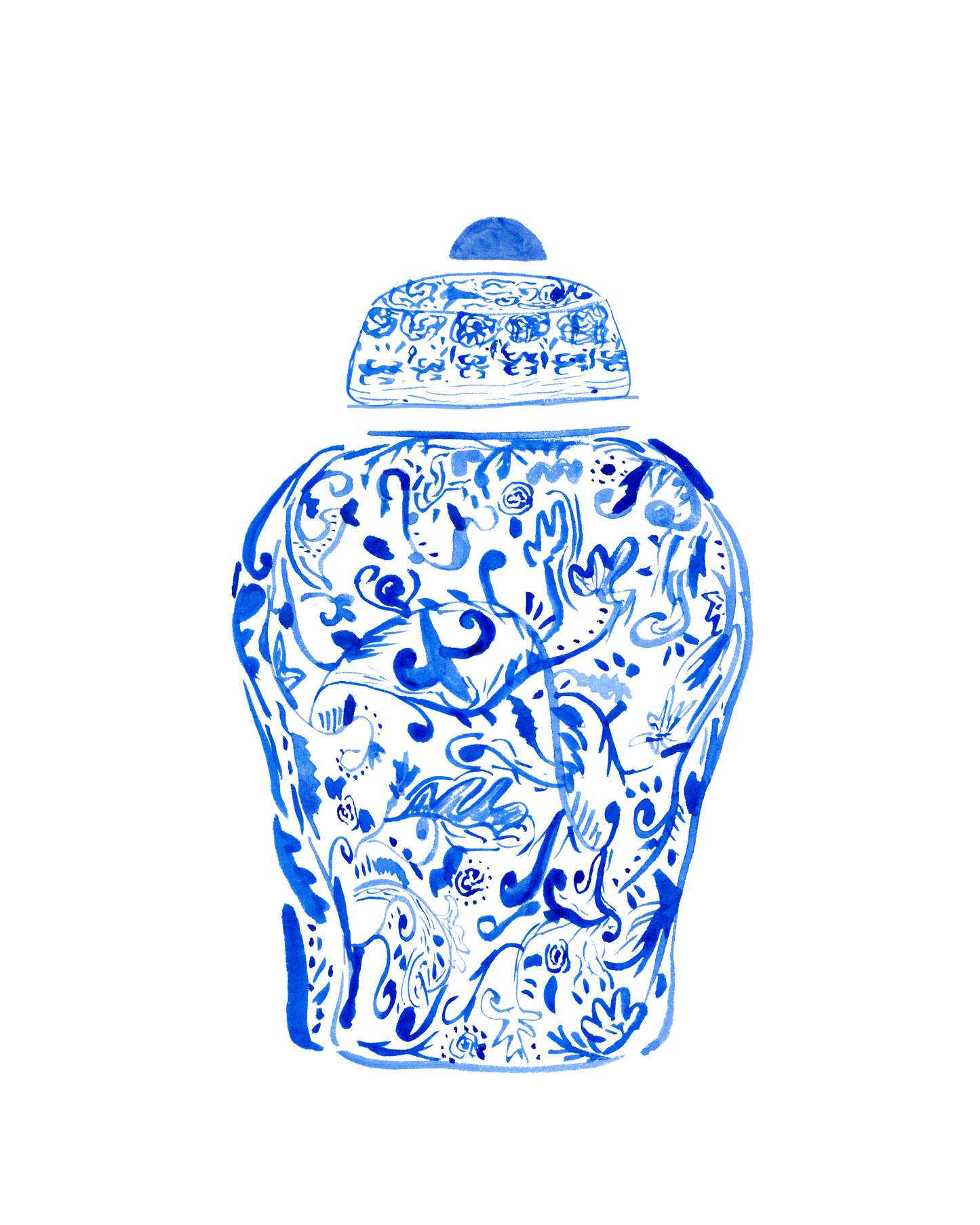 "Evergreen Blue" Chinoiserie Ginger Jar Hanger